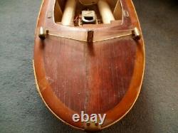 Vintage 1948 Wood CHRIS-CRAFT Electric Model Boat-Home Built- Iron Cross Flag