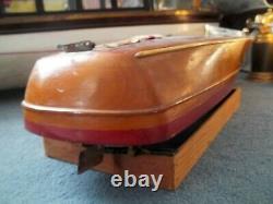 Vintage 1948 Wood CHRIS-CRAFT Electric Model Boat-Home Built- Iron Cross Flag