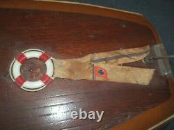 Vintage 1948 Wood CHRIS-CRAFT Electric Model Boat-Home Built- Iron Cross Flag