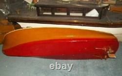 Vintage 1948 Wood CHRIS-CRAFT Electric Model Boat-Home Built- Iron Cross Flag