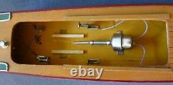 Vintage 1950's MHM JAPAN Wood Cabin Cruiser Battery Op Model Boat 14 NICE