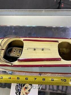 Vintage 1950s Wooden Model Speed Boat Battery Operated With Motor Untested