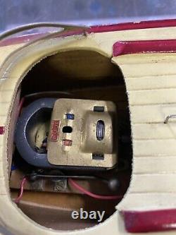 Vintage 1950s Wooden Model Speed Boat Battery Operated With Motor Untested