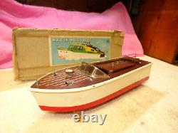 Vintage 1955 Rico Wooden Model Battery Operated Speed Boat W Box Japan