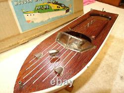 Vintage 1955 Rico Wooden Model Battery Operated Speed Boat W Box Japan