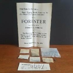Vintage 1973 Model Shipways'Forester' Solid Hull Wood Ship Model Very Rare
