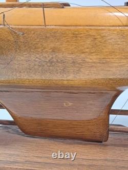 Vintage 1975 Handmade By Mark Freeze Wooden Pond Yacht Model AS IS