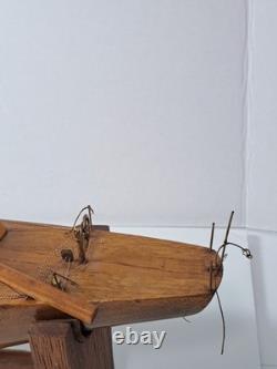 Vintage 1975 Handmade By Mark Freeze Wooden Pond Yacht Model AS IS