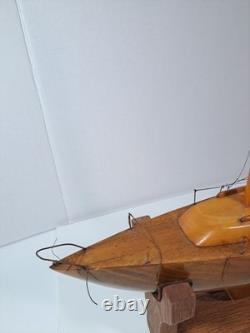 Vintage 1975 Handmade By Mark Freeze Wooden Pond Yacht Model AS IS