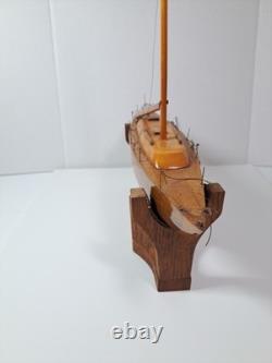 Vintage 1975 Handmade By Mark Freeze Wooden Pond Yacht Model AS IS