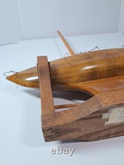 Vintage 1975 Handmade By Mark Freeze Wooden Pond Yacht Model AS IS