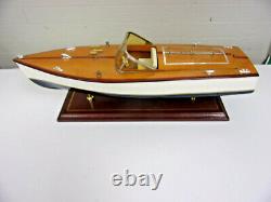 Vintage 19 1/2 Long Chris Craft Wood Boat Speedboat Model & Display Stand