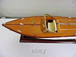Vintage 19 1/2 Long Chris Craft Wood Boat Speedboat Model & Display Stand