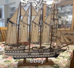 Vintage 21 Wooden 4-Masted Clipper 17.5 Inches Tall Ship Model Sailing Boat
