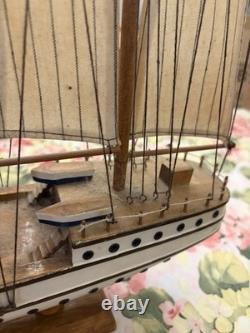 Vintage 21 Wooden 4-Masted Clipper 17.5 Inches Tall Ship Model Sailing Boat
