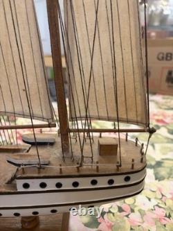 Vintage 21 Wooden 4-Masted Clipper 17.5 Inches Tall Ship Model Sailing Boat