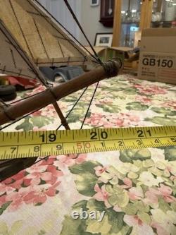 Vintage 21 Wooden 4-Masted Clipper 17.5 Inches Tall Ship Model Sailing Boat