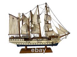 Vintage 22 Wooden 3-Masted Clipper Tall Ship Model Sailing Boat