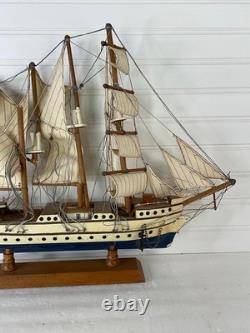 Vintage 22 Wooden 3-Masted Clipper Tall Ship Model Sailing Boat
