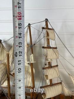 Vintage 22 Wooden 3-Masted Clipper Tall Ship Model Sailing Boat