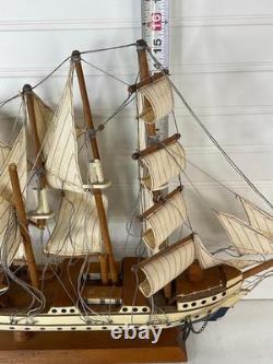 Vintage 22 Wooden 3-Masted Clipper Tall Ship Model Sailing Boat