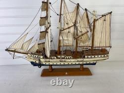 Vintage 22 Wooden 3-Masted Clipper Tall Ship Model Sailing Boat