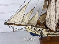 Vintage 22 Wooden 3-Masted Clipper Tall Ship Model Sailing Boat