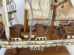 Vintage 22 Wooden 3-Masted Clipper Tall Ship Model Sailing Boat
