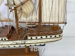 Vintage 22 Wooden 3-Masted Clipper Tall Ship Model Sailing Boat