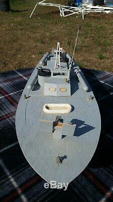 Vintage 33 Inch Wood Pt 109 Torpedo Boat Radio Control Model World War 2 Two II