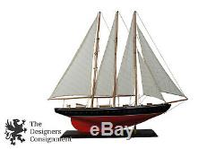 Vintage 33'' Wood Model Sail Boat Sailing Ship Maritime Nautical Scooner Yacht