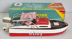 Vintage 50's Flare Craft Electric Wooden Model Toy Boat 13 Japan with Box Rare