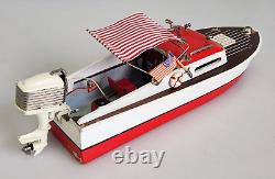 Vintage 50's Flare Craft Electric Wooden Model Toy Boat 13 Japan with Box Rare