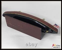 Vintage 50s Mahogany Wood Speedboat Model on Stand 16 Long