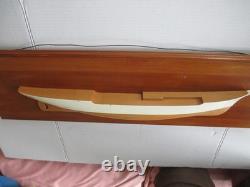 Vintage AUSTI Half Hull Boat Wooden Ship Model TINN NORWAY 31 1/2 BSMT