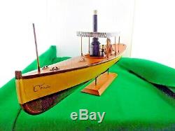 Vintage All Wood AFRICAN QUEEN Model Boat on Stand for display 30 Long