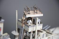 Vintage Antique US Navy Battleship Model Ship Wood Folk Art Military boat 50