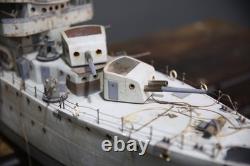 Vintage Antique US Navy Battleship Model Ship Wood Folk Art Military boat 50