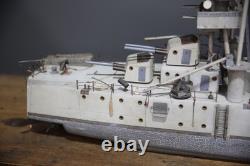 Vintage Antique US Navy Battleship Model Ship Wood Folk Art Military boat 50