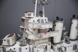 Vintage Antique US Navy Battleship Model Ship Wood Folk Art Military boat 50