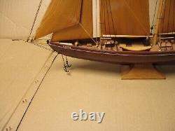 Vintage Blue Nose all Wood Sail boat Schooner ship model