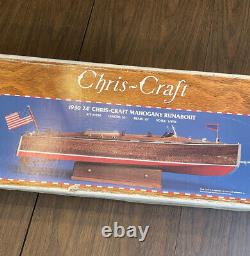 Vintage Chris Craft 1930 Runabout Dumas Mahogany Boat Model Kit #1230 Open Box