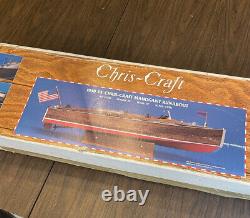 Vintage Chris Craft 1930 Runabout Dumas Mahogany Boat Model Kit #1230 Open Box
