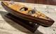 Vintage Chris Craft Style Wood Model Speed Boat 1950s Triple Cockpit & Stand