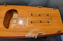 Vintage Chris Craft Style Wood Model Speed Boat, Double Cockpit & Stand