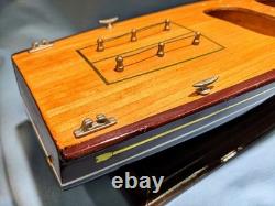 Vintage Chris Craft Style Wood Model Speed Boat, Double Cockpit & Stand