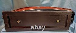 Vintage Chris Craft Style Wood Model Speed Boat, Double Cockpit & Stand