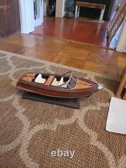 Vintage Chris Craft Style Wooden Model 40s 50s Speed Boat Great Decor
