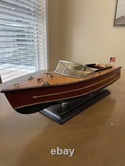 Vintage Chris Craft Style Wooden Model 40s 50s Speed Boat Great Decor 19 Inch L