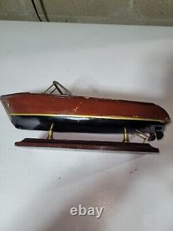 Vintage Chris Craft Style Wooden Model 40s 50s Speed Boat Great Decor